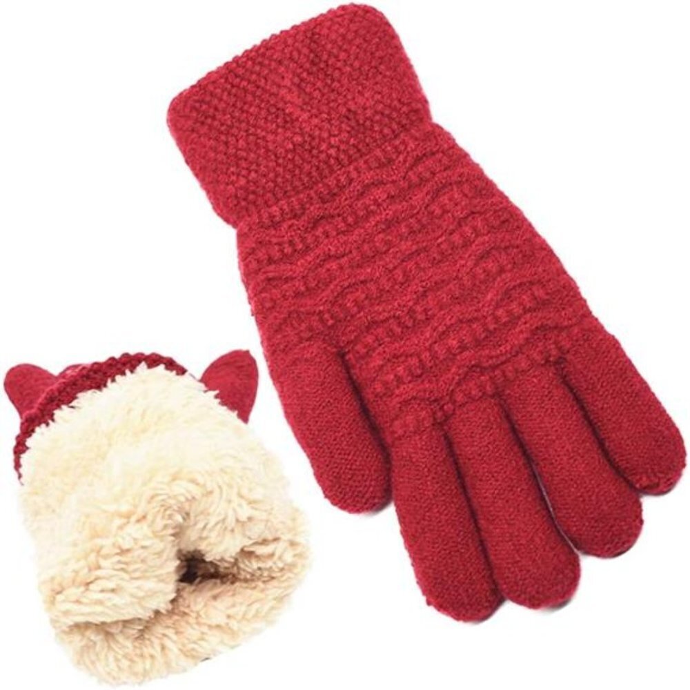 Women's Thermal Cable Knit Wool Fleece Lined Glove for Cold Weather